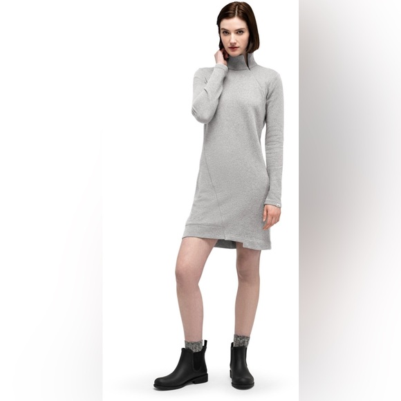 NAU Grey Asymmetrical Zipper Mock Neck Sweatshirt Dress Size Small - Picture 2 of 9